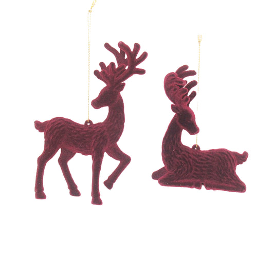 Flocked Burgundy Reindeer