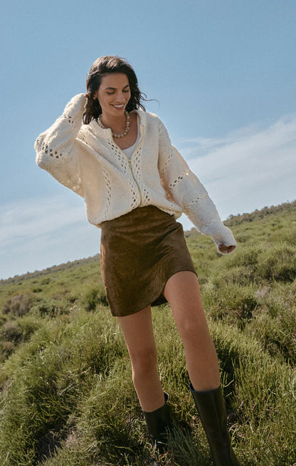 Ciera Faux Suede Mini Skirt (Coconut)