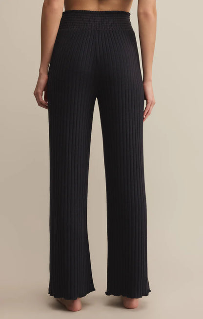Dawn Smocked Rib Pant (Black Sand)