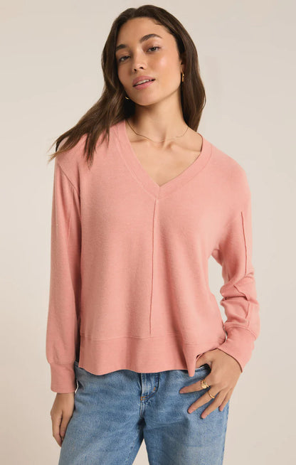 Wilder V-Neck Long Sleeve (Rose)