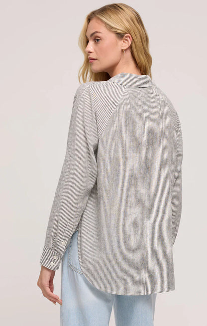 The Perfect Linen Stripe Top (Sea Salt)