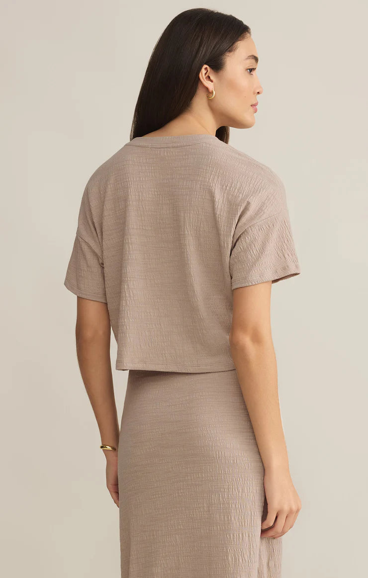 Sway Textured Cropped Tee (Parchment)