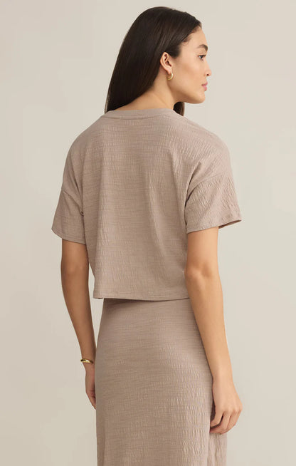 Sway Textured Cropped Tee (Parchment)