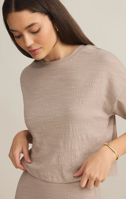 Sway Textured Cropped Tee (Parchment)