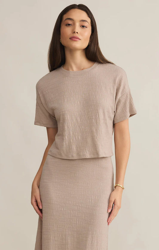 Sway Textured Cropped Tee (Parchment)