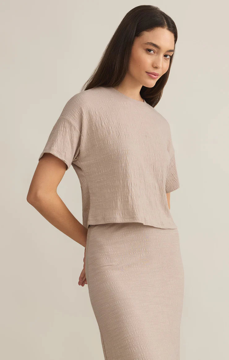Sway Textured Cropped Tee (Parchment)