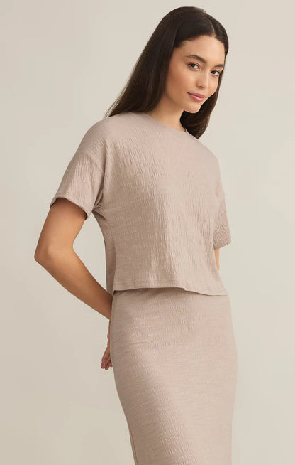 Sway Textured Cropped Tee (Parchment)
