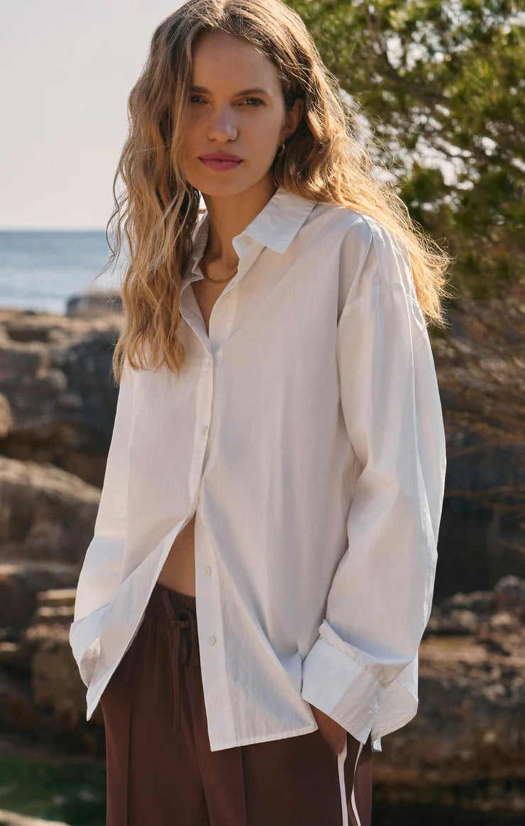 Elevated Poplin Button Up (White)