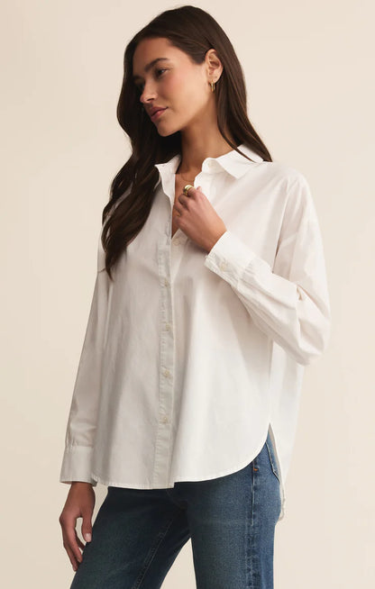 Elevated Poplin Button Up (White)