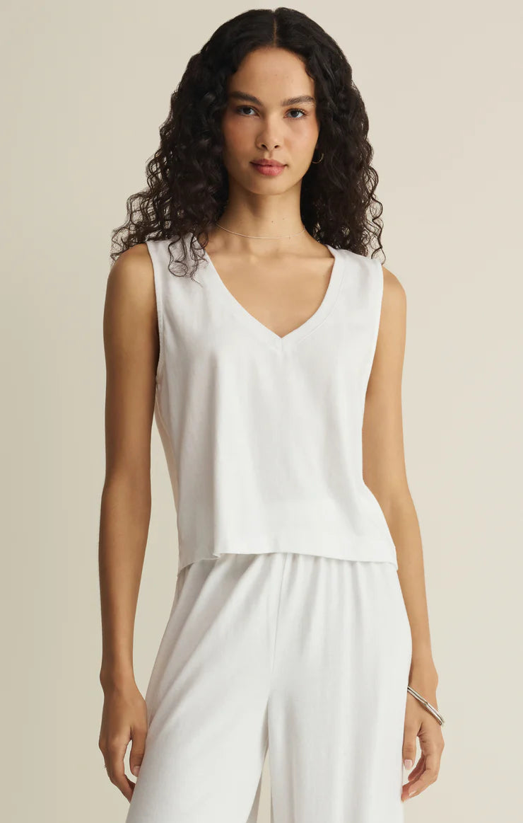 Sloane V Neck Top (White)