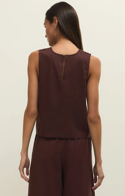 Sloane Linen Top (Chocolate)