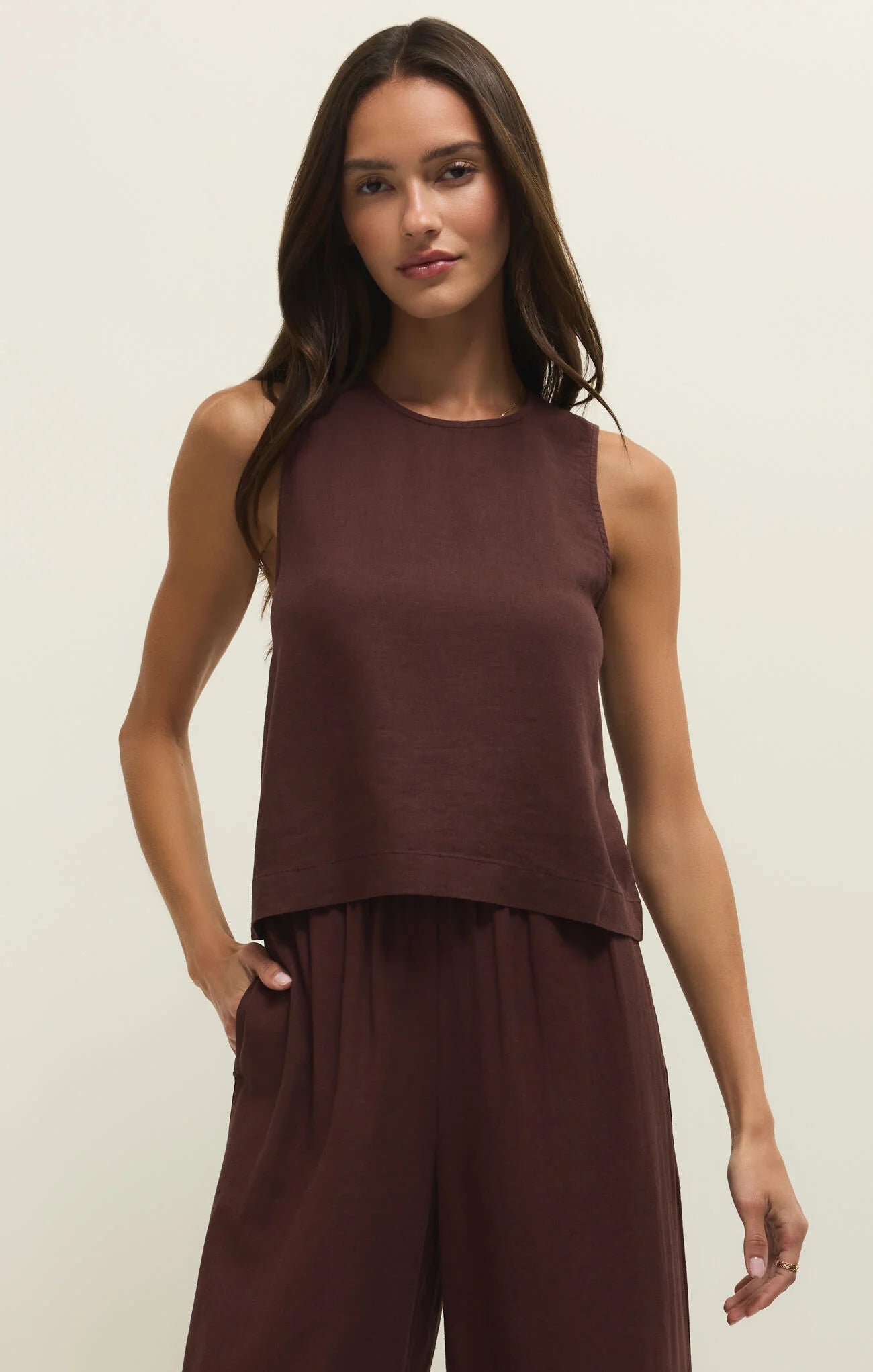 Sloane Linen Top (Chocolate)