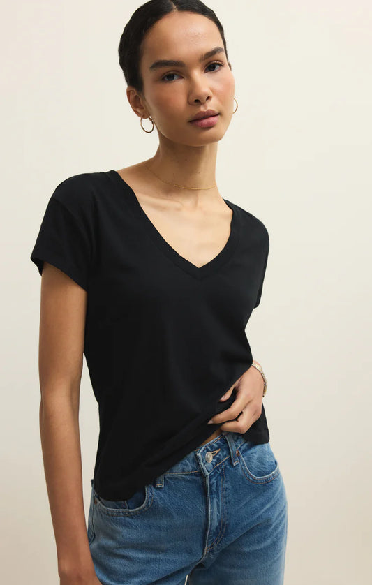 Modern Jersey V-Neck Tee (Black)