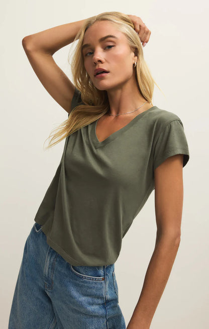 Modern Jersey V-Neck Tee (Tea Leaf)