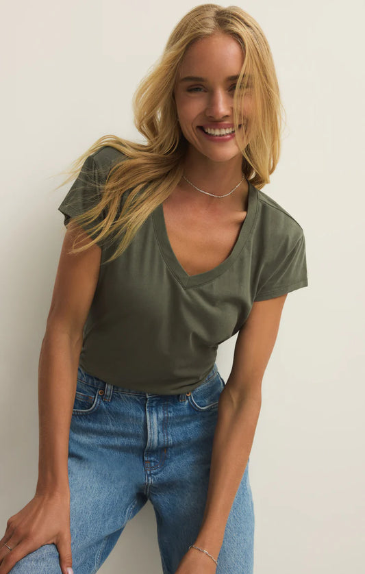 Modern Jersey V-Neck Tee (Tea Leaf)