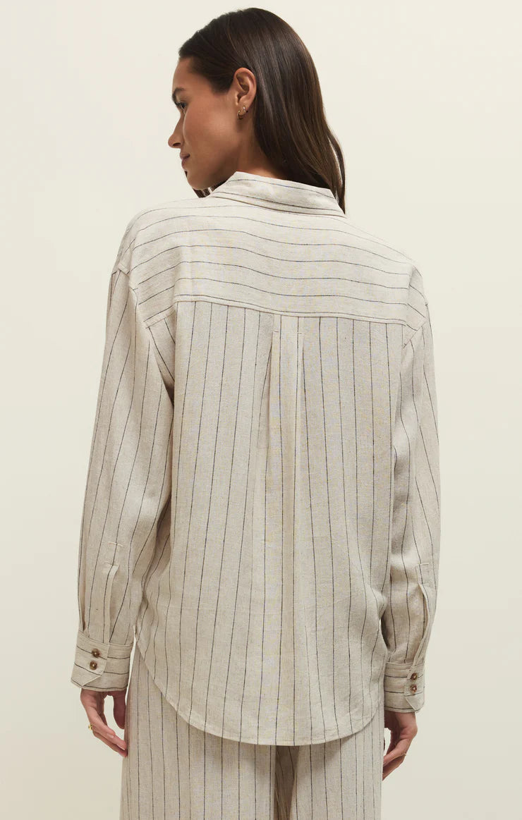 Alfie Striped Button Up (Linen)