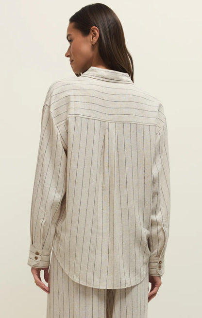 Alfie Striped Button Up (Linen)