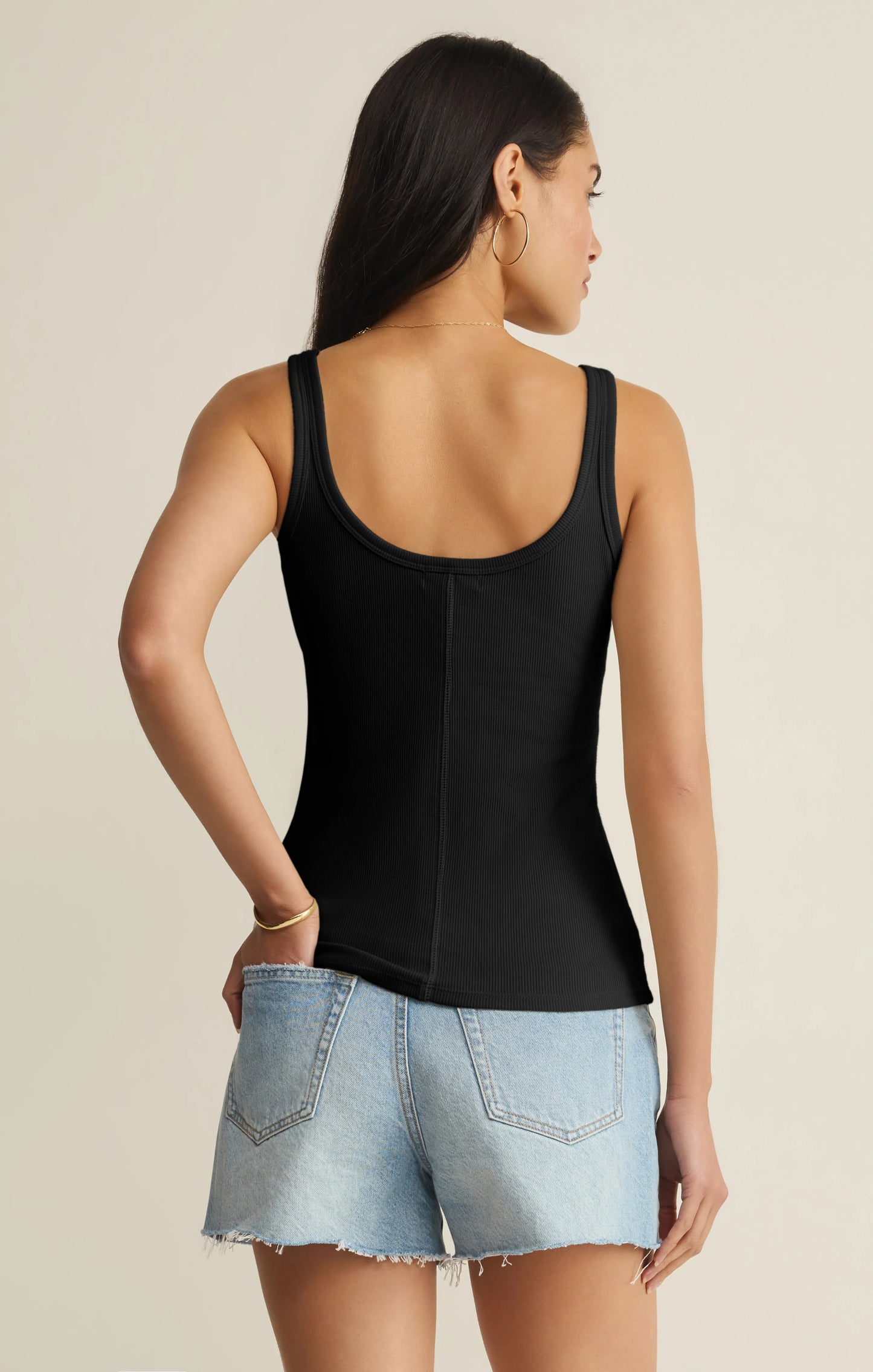 Renae Premium Rib Tank Top (Black)