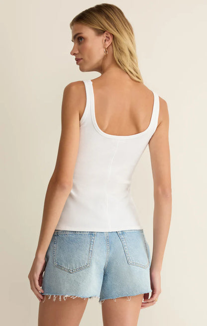 Renae Premium Rib Tank Top (White)