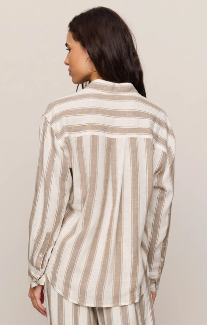 Perfect Striped Button Up (Light Toffee)