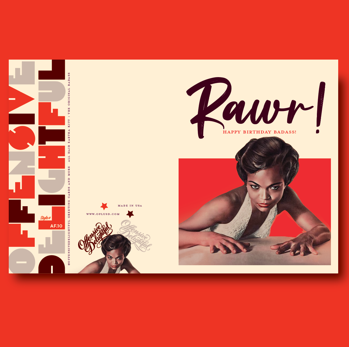 RAWR! Eartha Kitt Birthday Card