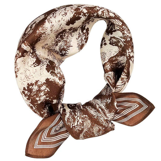 Woodland Print Silk Scarf (Brown)