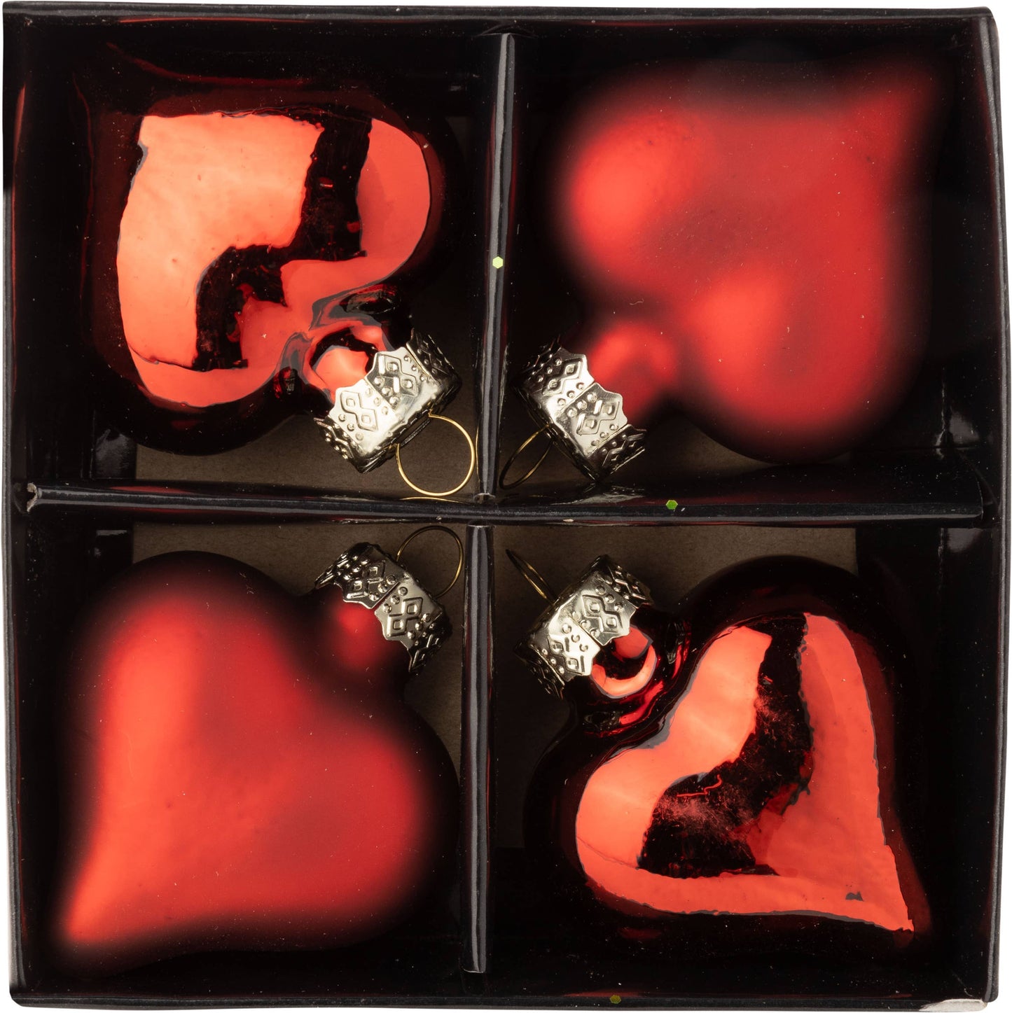 Set of 4 Glass Heart Ornaments