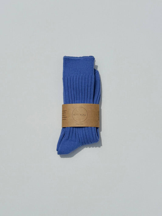 Ribbed Cotton High Socks Hyacinth