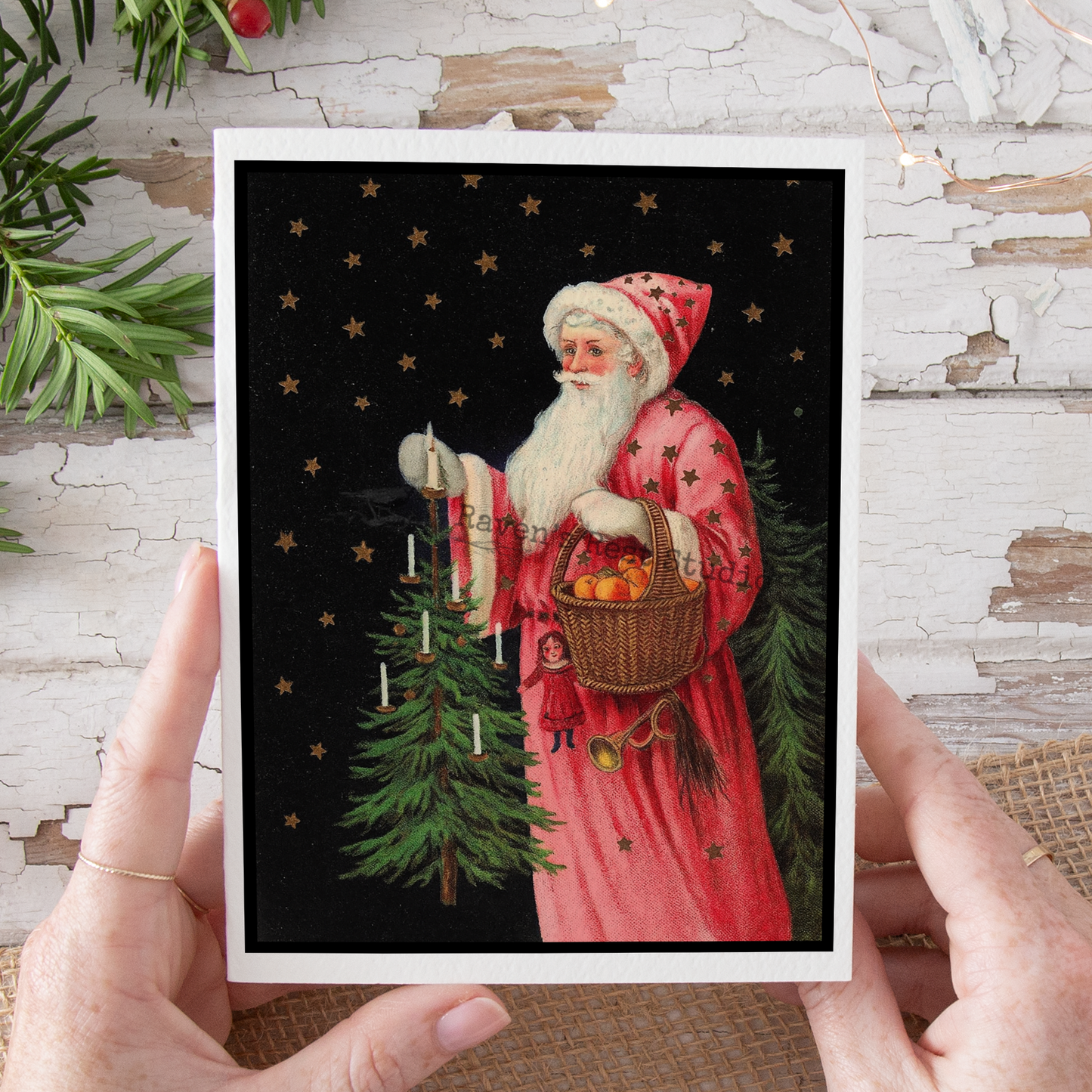 Pink Santa Christmas Card