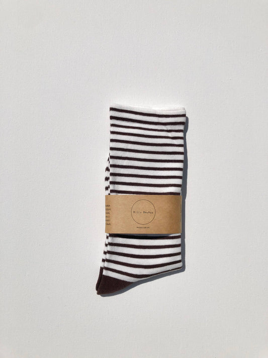 Stripe Pop High Socks Espresso Brown