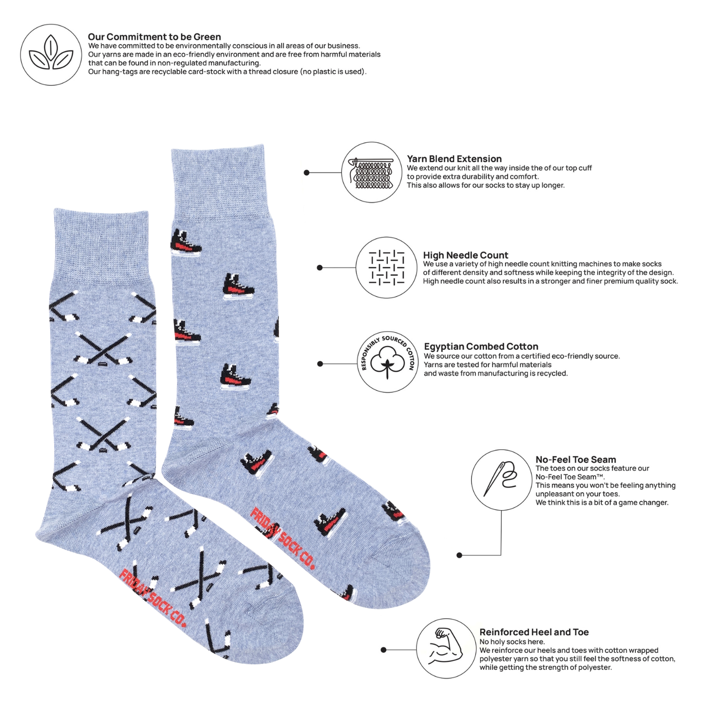 Men's Hockey Skates & Stick Mid-Calf Socks