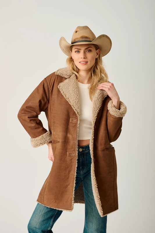 Dakota Leather Car Coat (Brown)