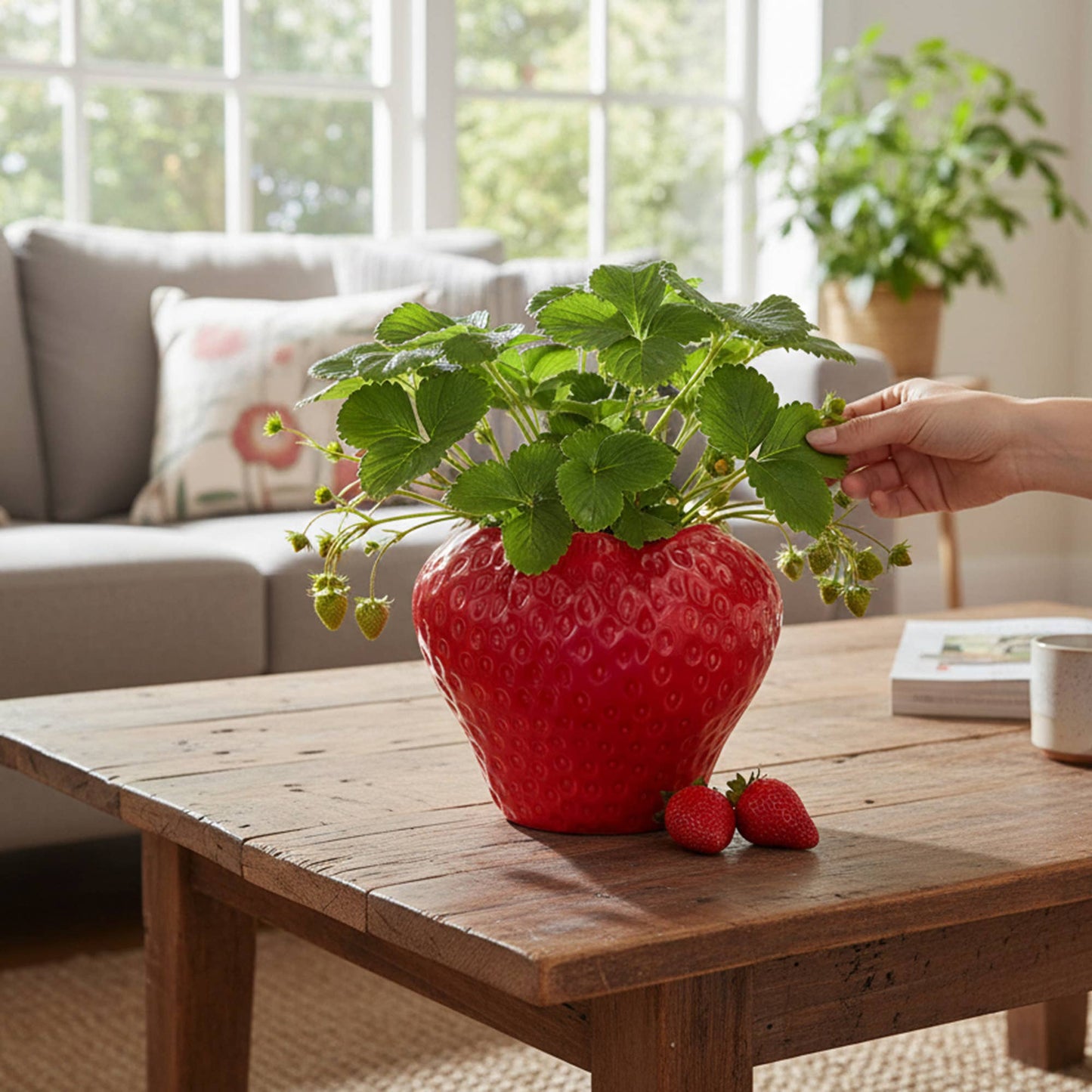 Strawberry Ceramic Planter: Large