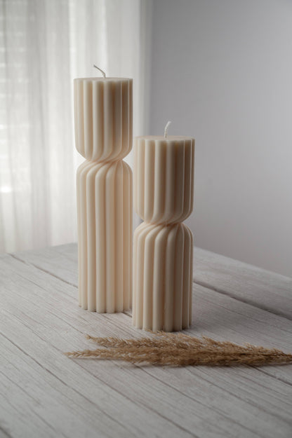 Twisted Ribbed Pillar Candle (Unscented / Large)