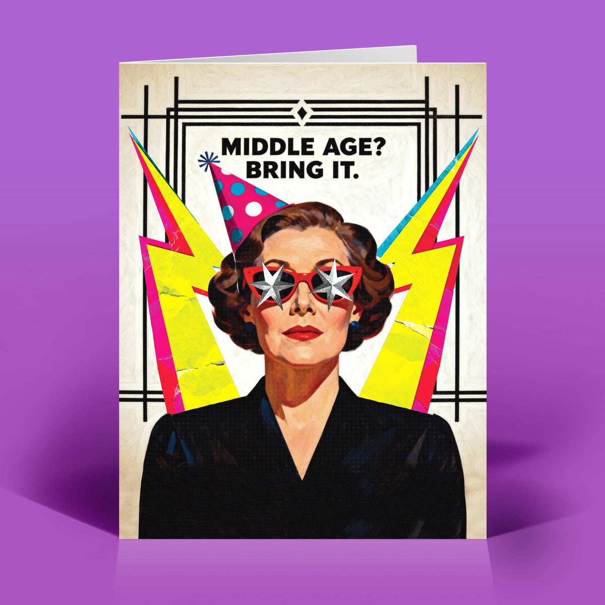 Funny Birthday Card – MIDDLE AGE – Vintage Quirky Humor