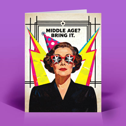 Funny Birthday Card – MIDDLE AGE – Vintage Quirky Humor