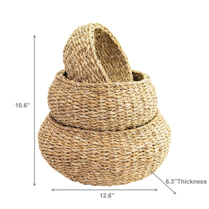 Round Seagrass Basket Set — Medium (Natural)