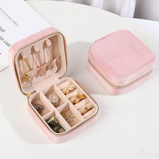 Velvet Jewelry Storage Box (Pink)