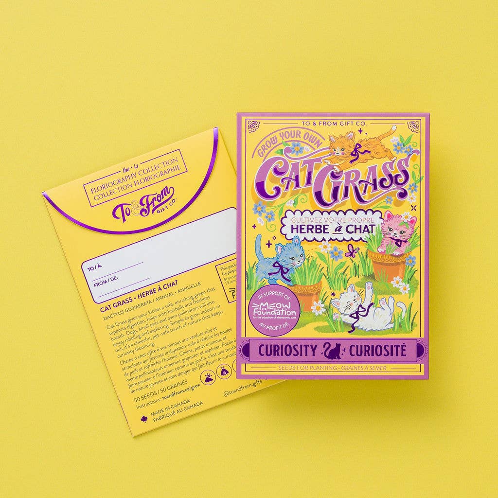 Cat Grass Seed Packet (Curiosity) with Purple Foil