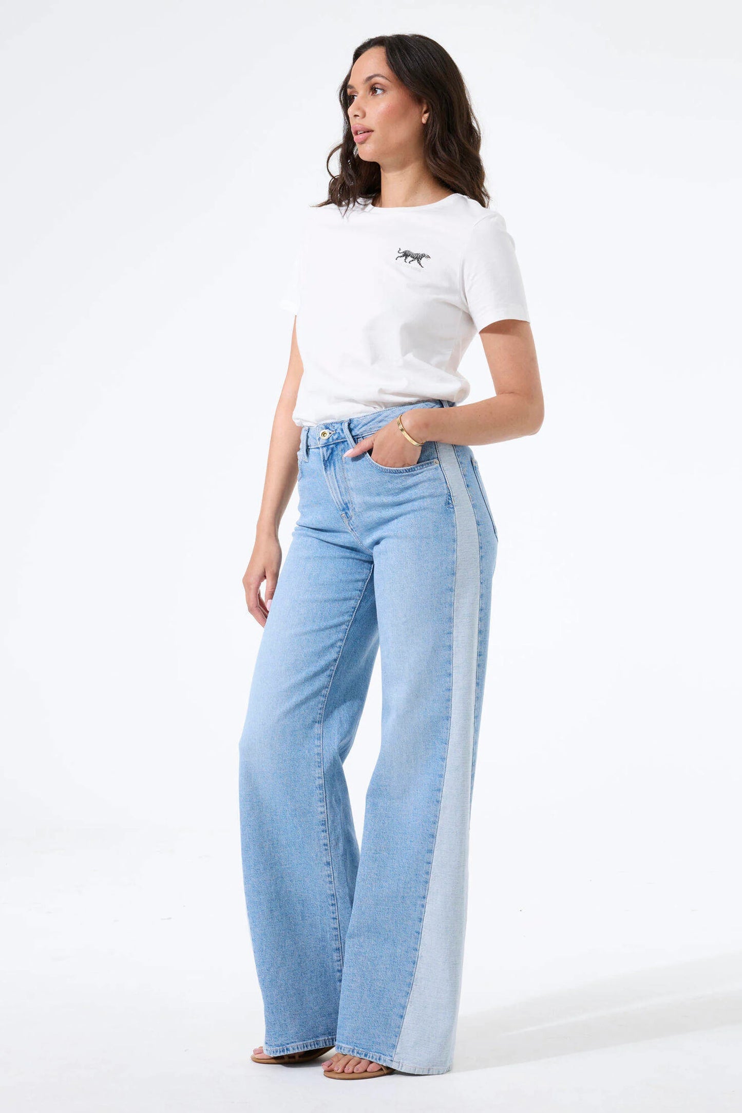 Celia Flair Wide Leg Jeans (Light Wash)