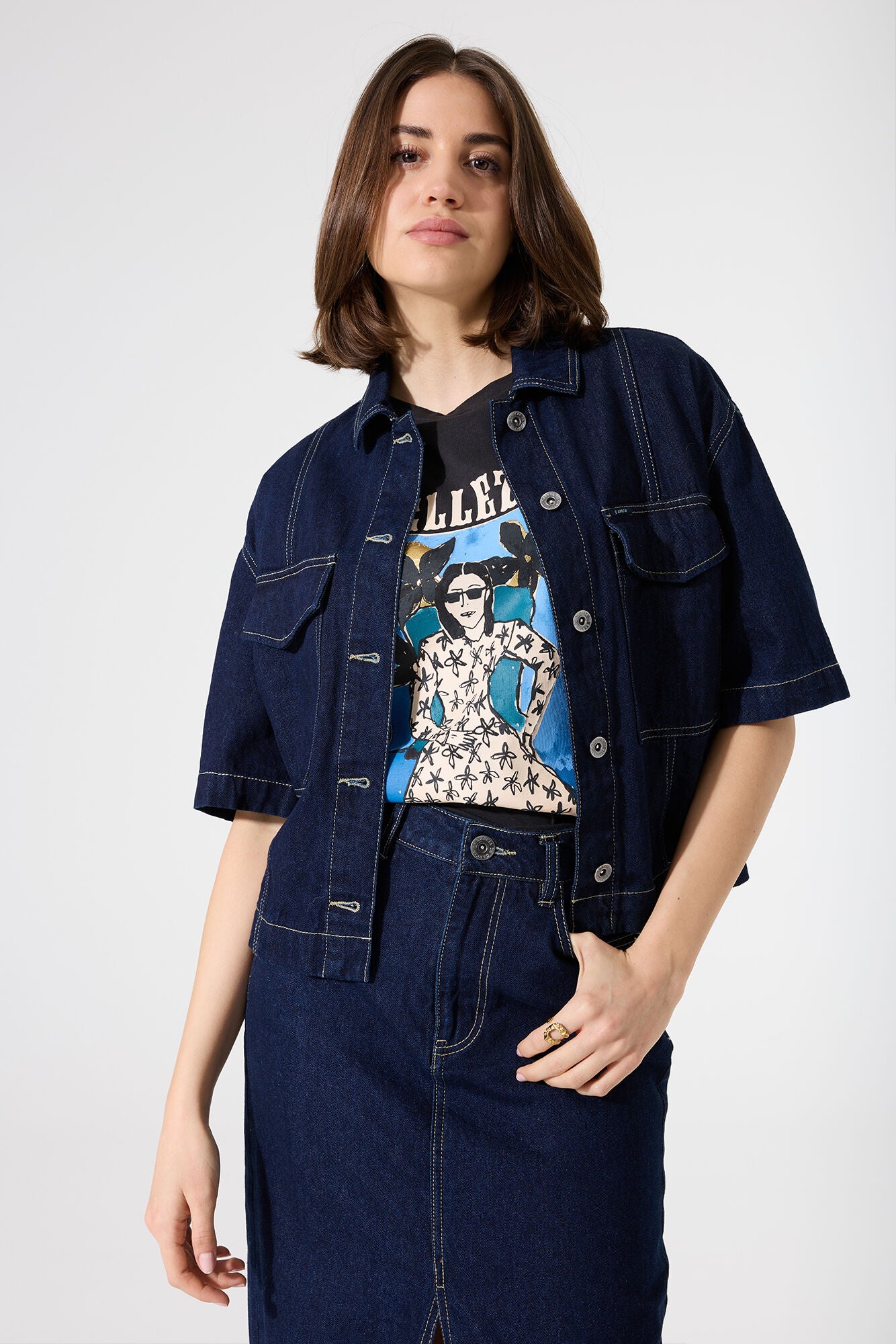 Denim Short Sleeve Jacket (Rinsed)