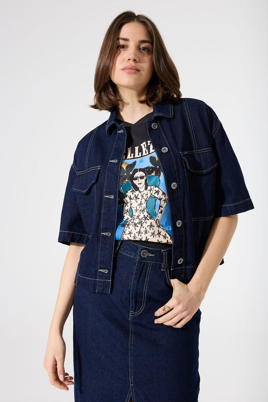 Denim Short Sleeve Jacket (Rinsed)