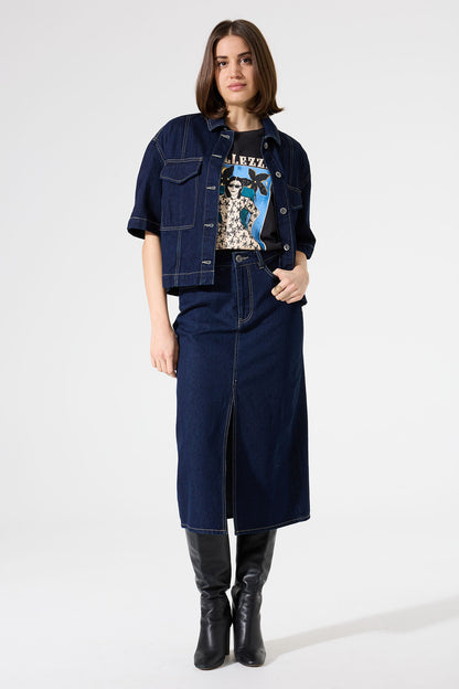 Denim Short Sleeve Jacket (Rinsed)