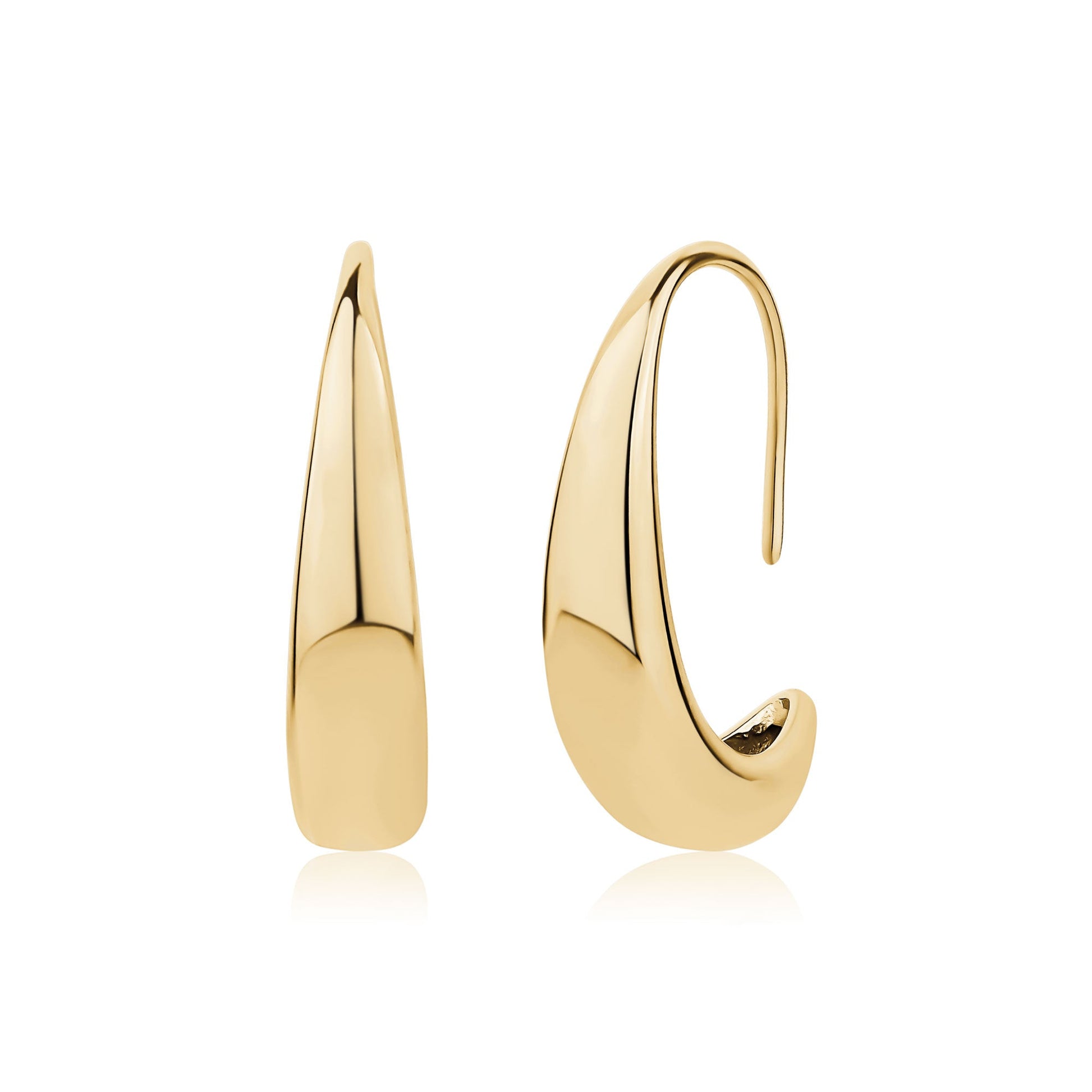 Sculpted Teardrop Hook Earrings (Gold)