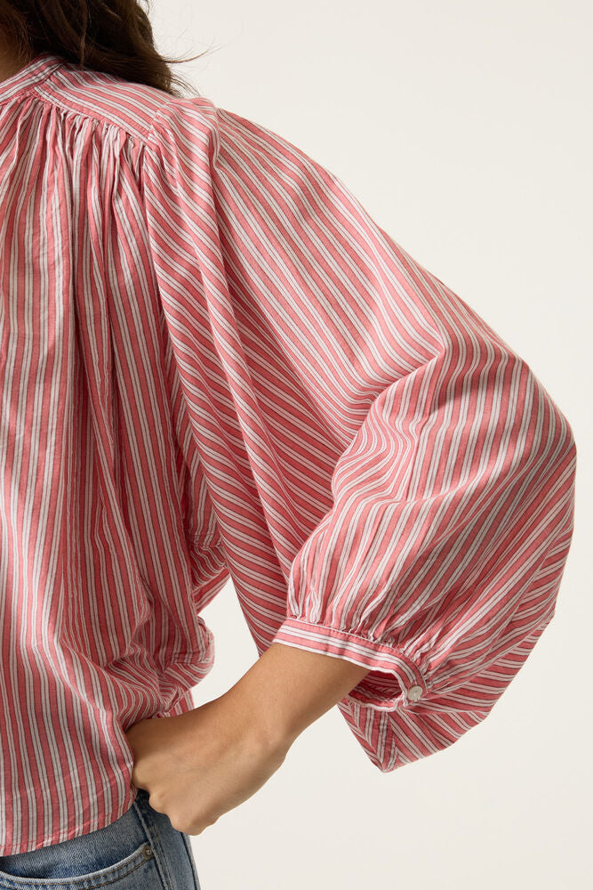 Annabelle Striped Blouse (Peach/White)