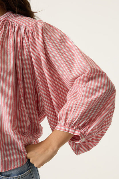Annabelle Striped Blouse (Peach/White)