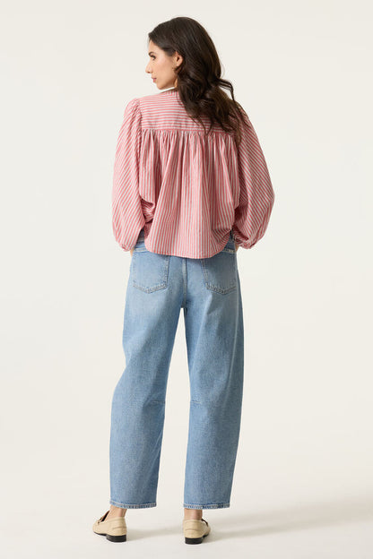 Annabelle Striped Blouse (Peach/White)