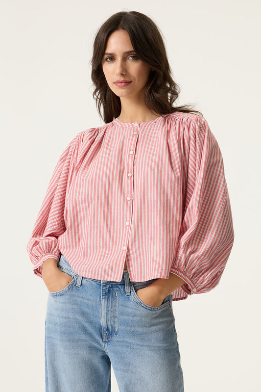 Annabelle Striped Blouse (Peach/White)
