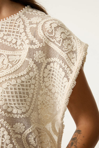 Garcia Ecru Crochet Top