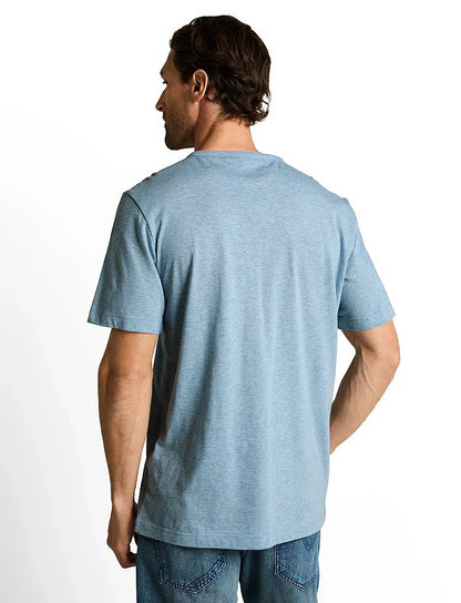 Fine Striped Serafino Short Sleeve (Soft Blue)